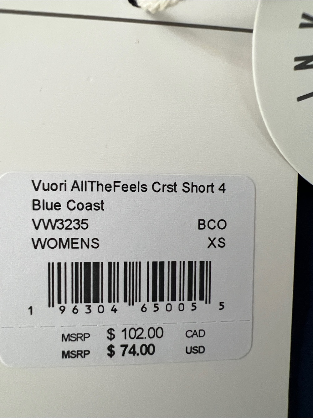 Vuori Blue Coast All The Feels Corset Bike Shorts 4" Size XS NWT - Picture 2 of 6